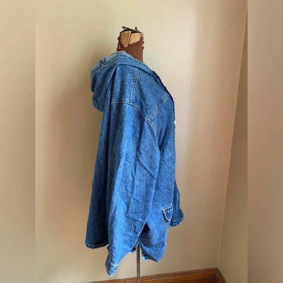 Vintage L.A. Blues Oversized Denim Jacket W/Hood Size 30/32w 90’s barn utility - Picture 4 of 12